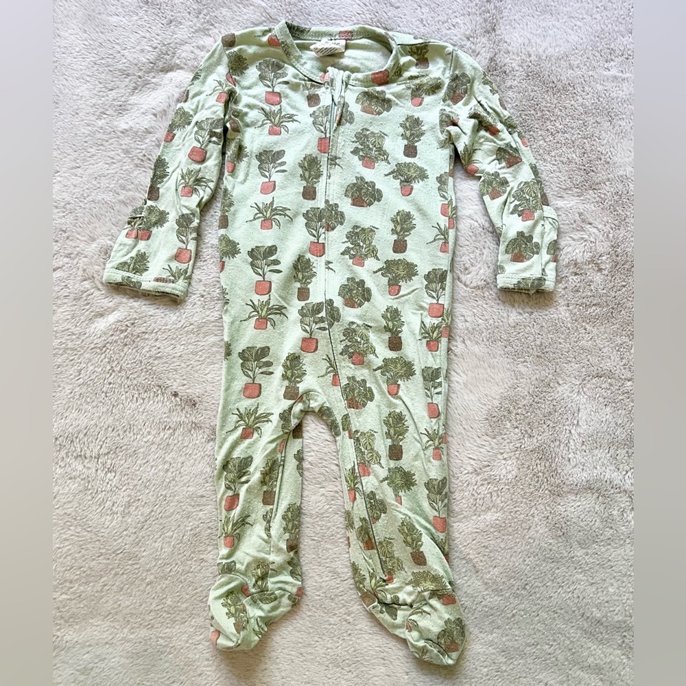Kate Quinn Succulent Long Sleeve Zipper Lenzing Modal Footie 3-6 Months